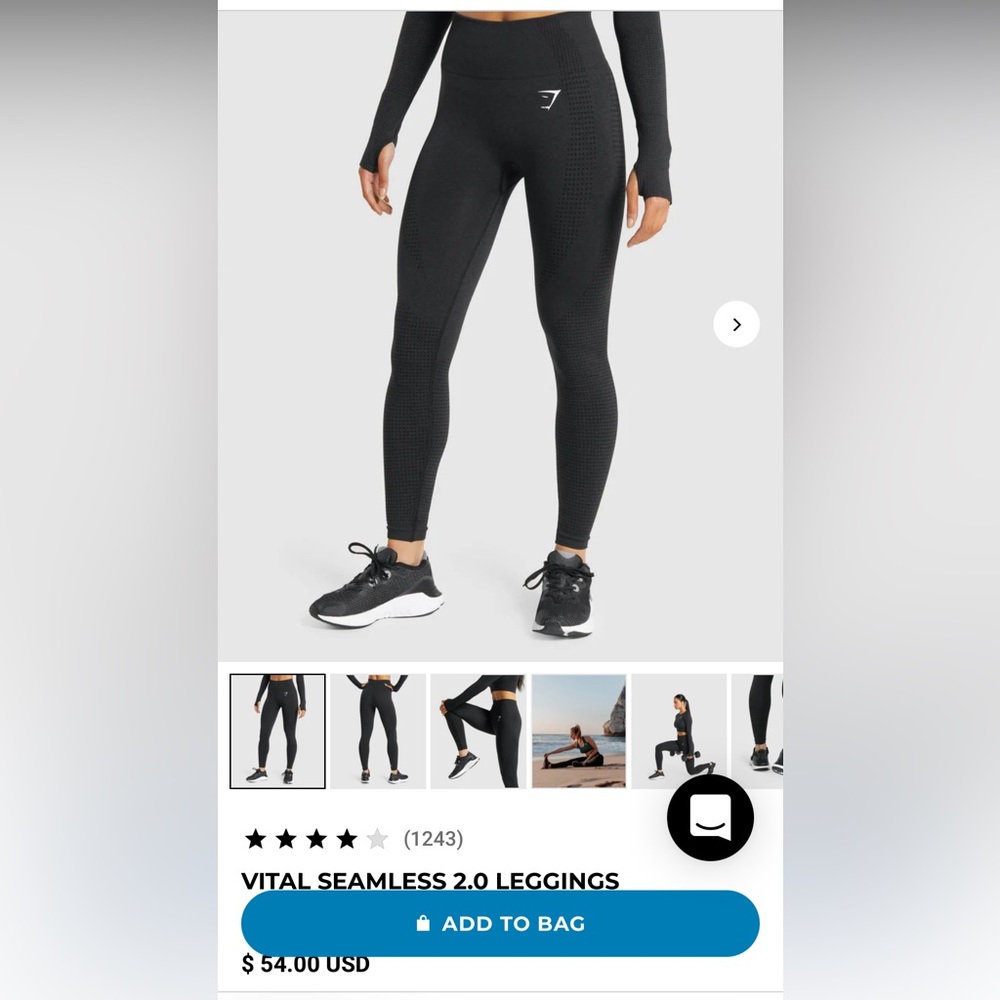 Gymshark Vital Seamless 2.0 Size: S black marl